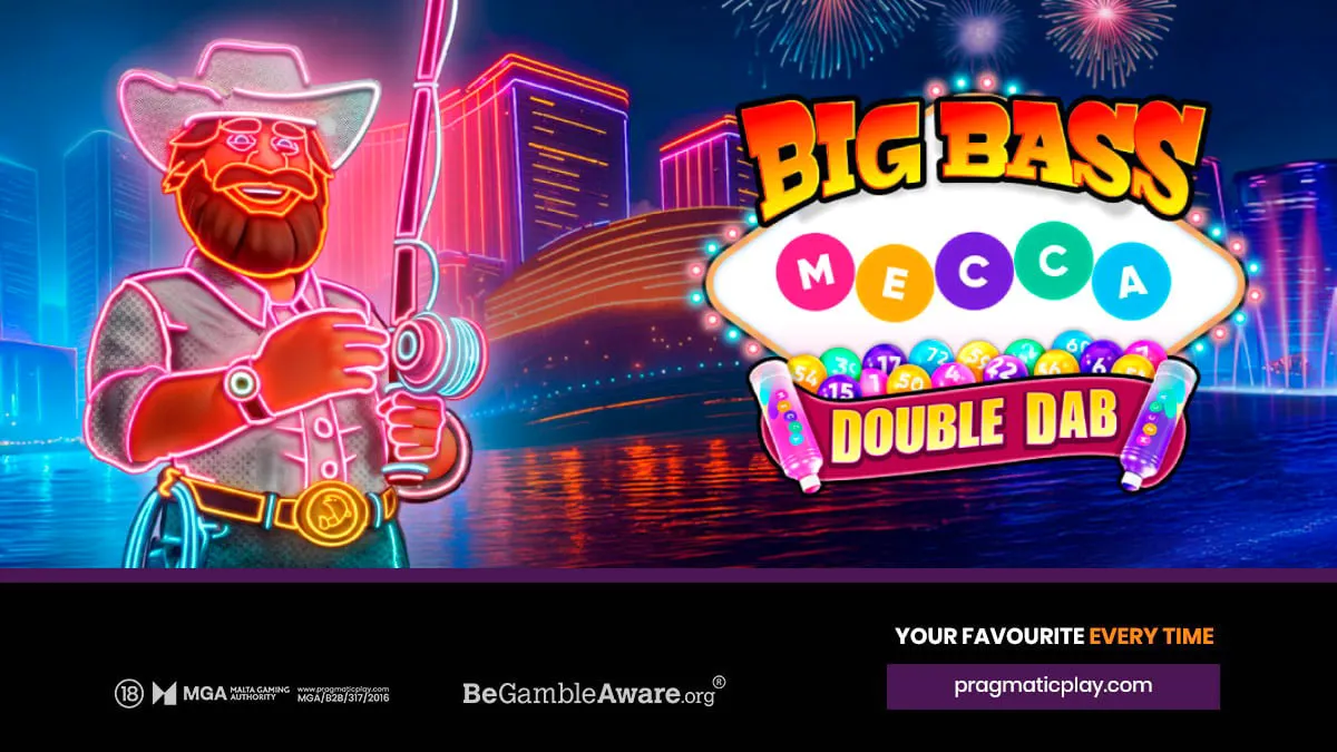 Isang makulay na visual representation ng Mecca Big Bass Double Dab slot machine.